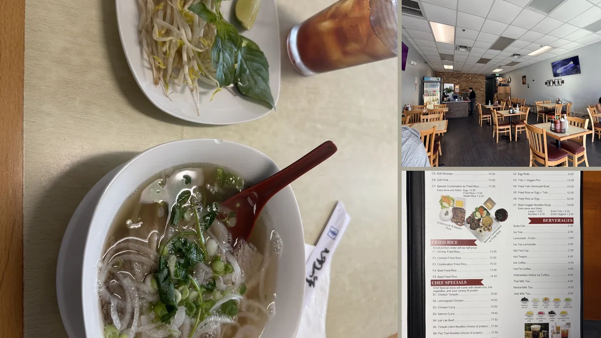 Pho restaurant seating area with a quiet, cozy feel.
